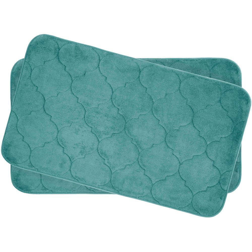 Faymore Marine Blue 17 in. x 24 in. Memory Foam Bath Mat