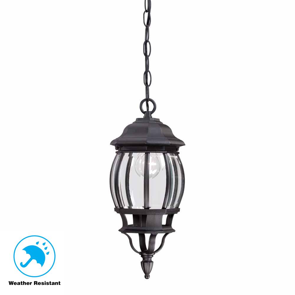 Outdoor Pendant Lights Hanging The Home Depot 1 Light Black Outdoor Hanging Lantern