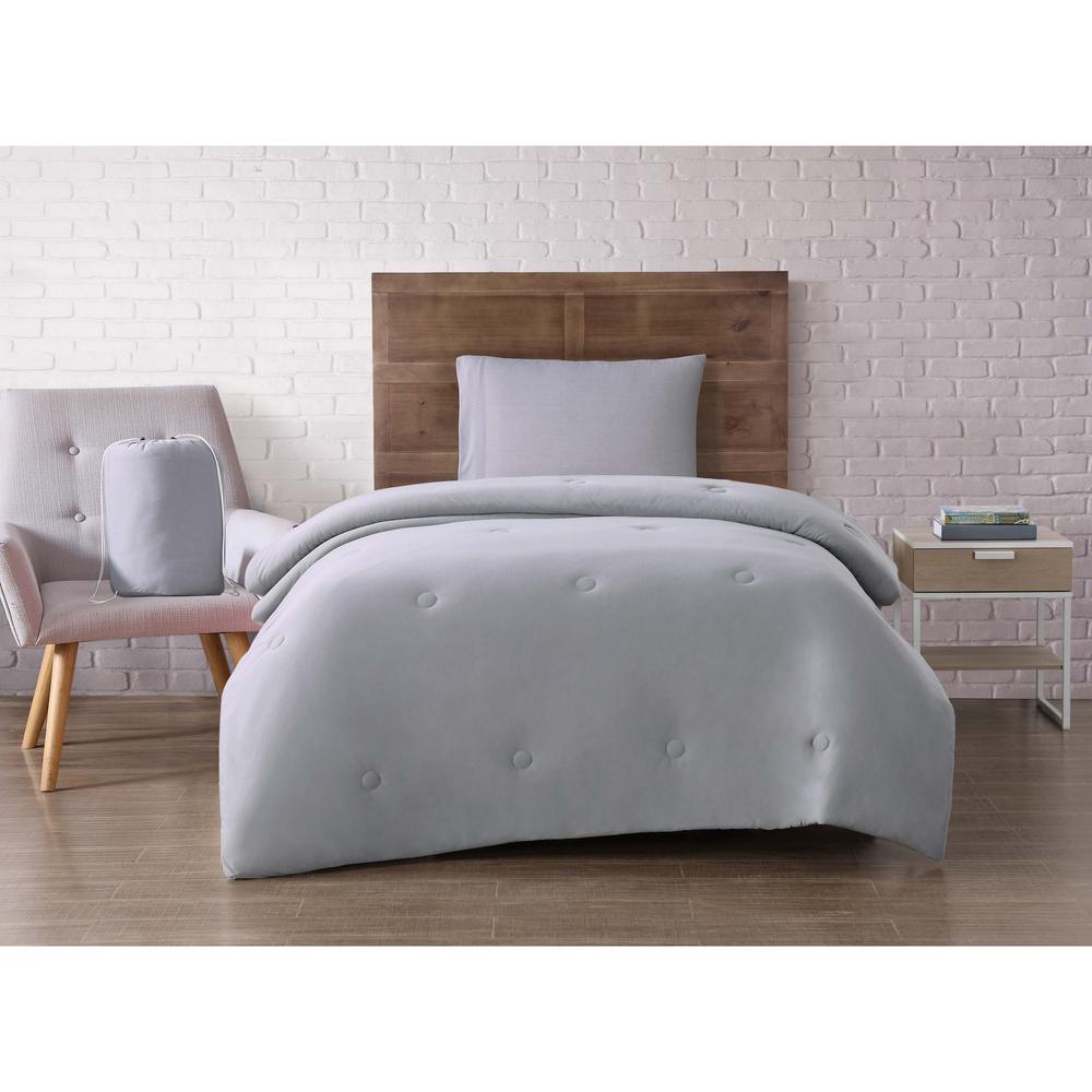 Brooklyn Loom Jersey Dorm Set Gray Twin Xl Comforter And Shams With