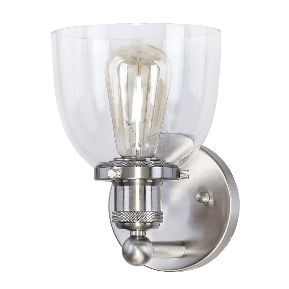 Home Decorators Collection Evelyn 1-Light Brushed Nickel Wall Sconce