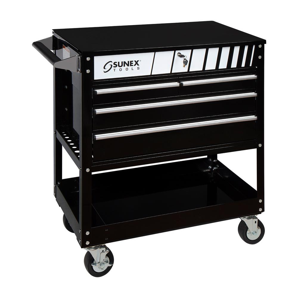 Sunex 28 In 4 Drawer Utility Cart In Black 8054bk The Home Depot