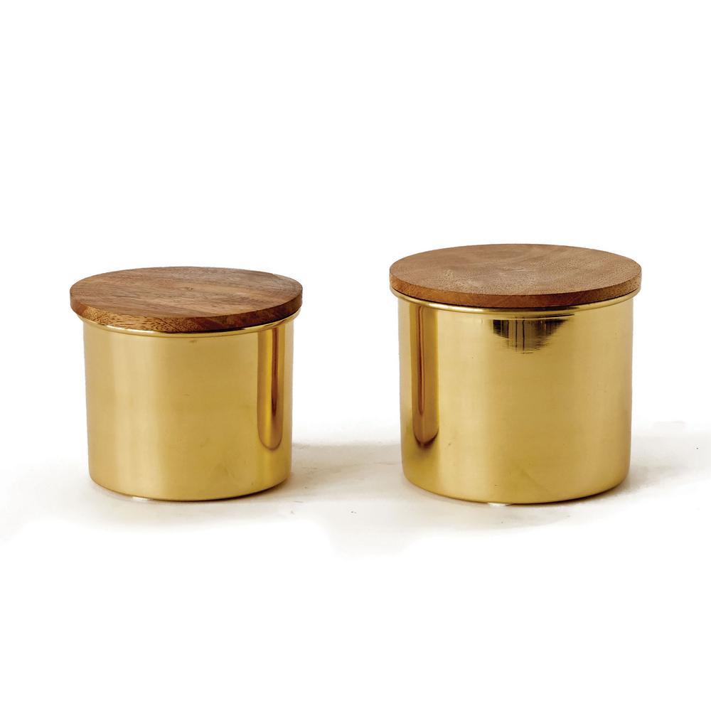 3R Studios Gold 4 in. Metal Canister with Mango Lid (Set of 2)DA6536HD