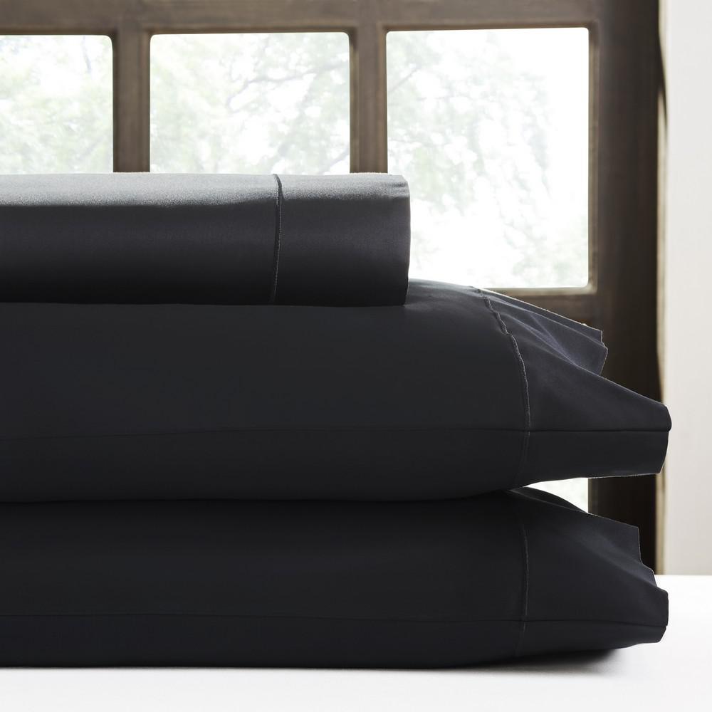 DEVONSHIRE COLLECTION OF NOTTINGHAM 4-Piece Black Solid 650 Thread Count Cotton Queen Sheet Set was $235.99 now $94.39 (60.0% off)