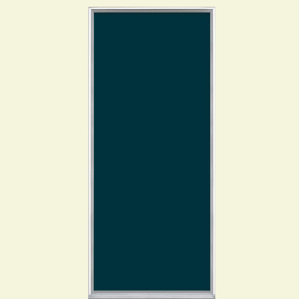 Masonite 36 In X 80 Flush Right Hand Inswing Night Tide Painted Flush Right Hand Inswing Night Tide Painted Steel Prehung Front Door No Brickmold In Vinyl Frame