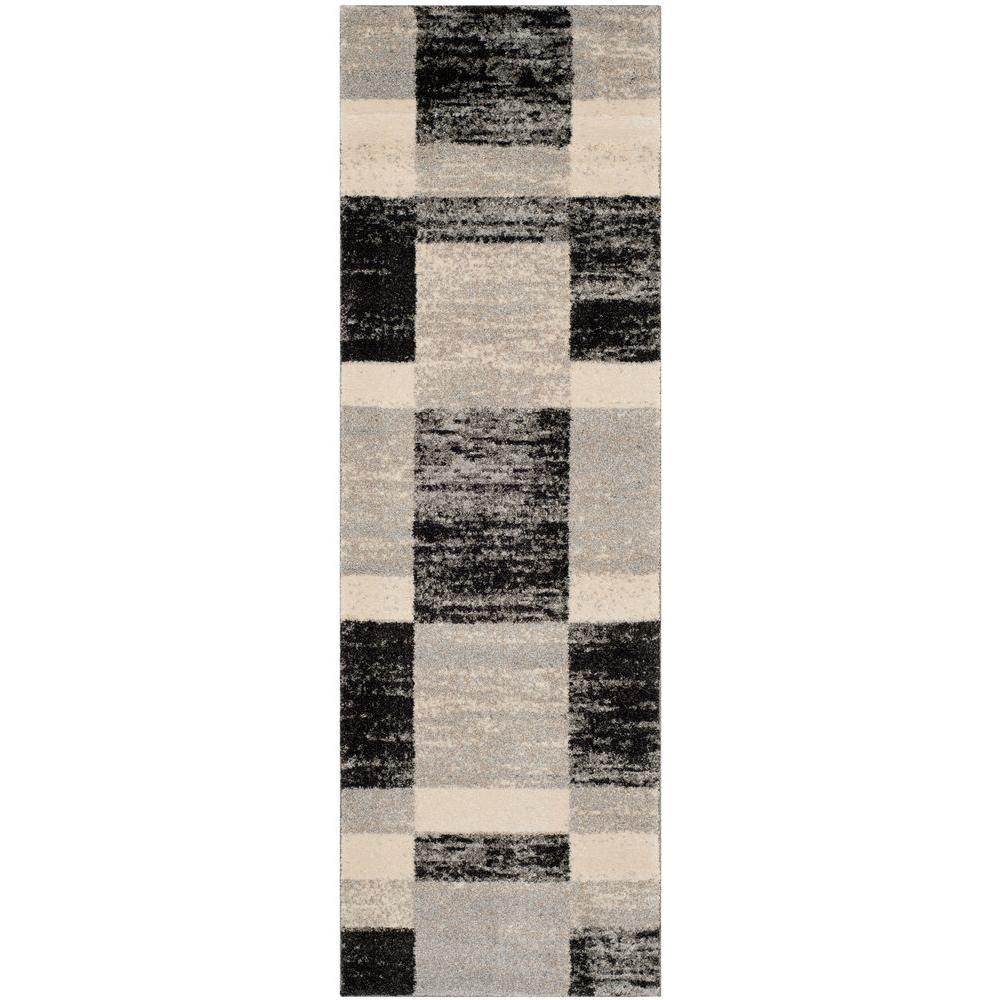 Safavieh Retro Black/Light Grey 2 Ft. X 11 Ft. Runner Rug-RET2692-9079 ...