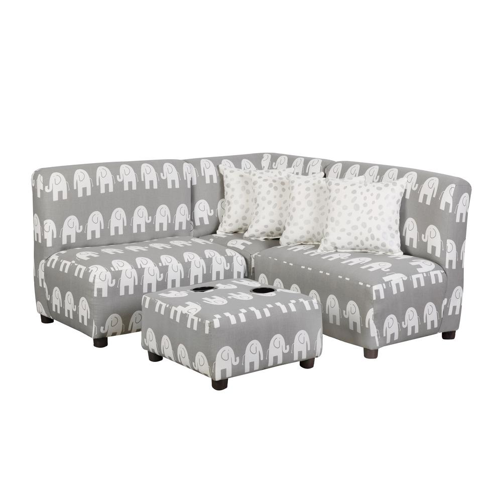 Jack Juvenile Kids Gray And White Upholstered Sectional Sofa Set White Upholstered Sectional Sofa Set