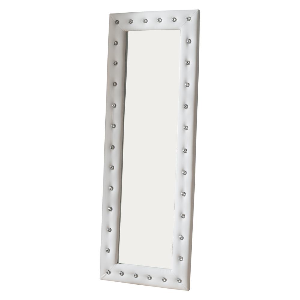 Kings Brand Furniture White Vinyl Upholstered With Crystals Floor