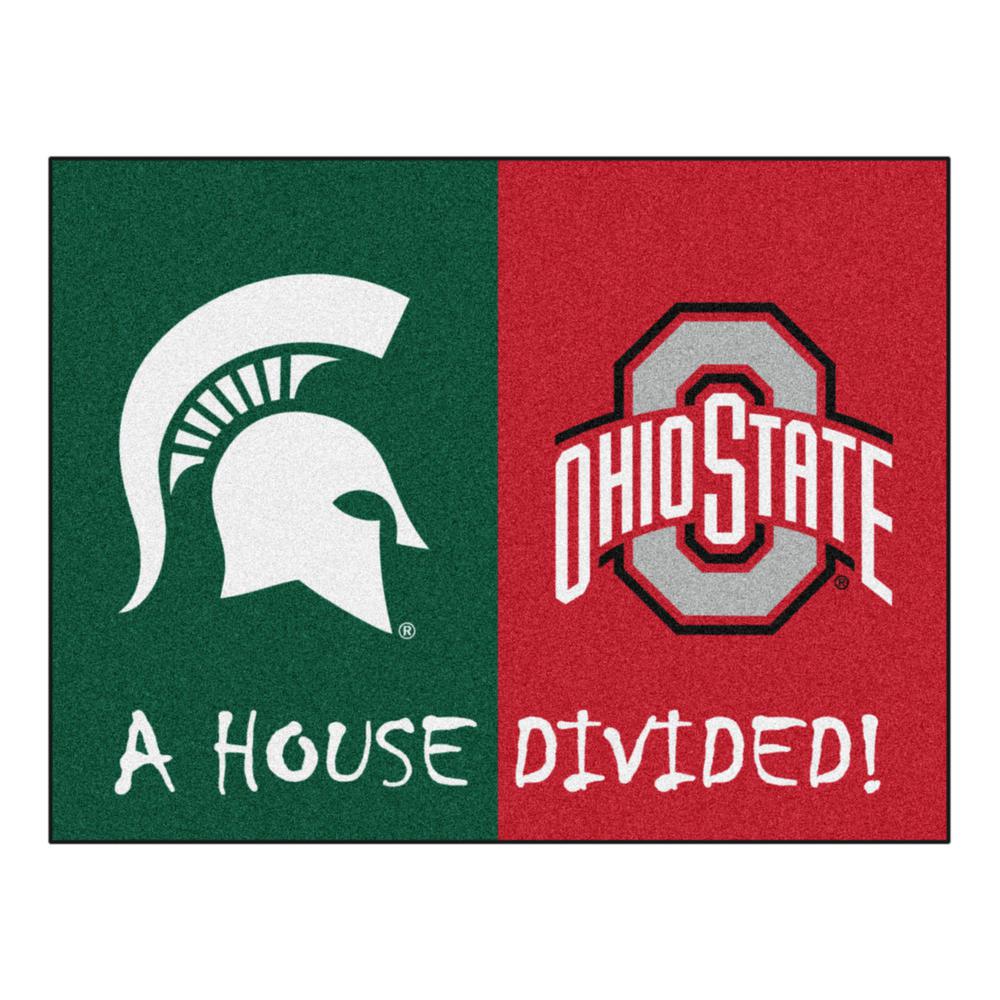 Fanmats Ncaa House Divided Michigan State Ohio State 33 75 In X 42 5 In House Divided Mat Area Rug