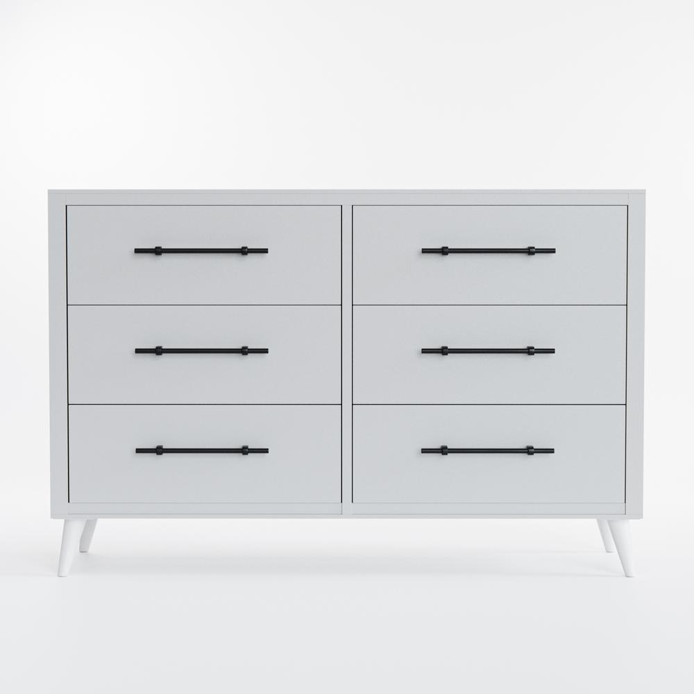 Brookside Emery 6-Drawer White Dresser (36 in. H x 55 in. W x 16 in. D