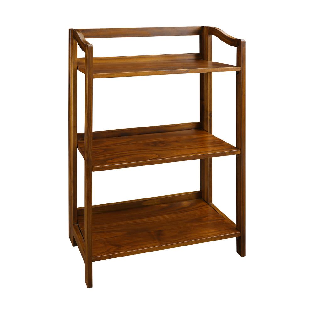 Casual Home Stratford Warm Brown 3-Shelf Folding Bookcase ...