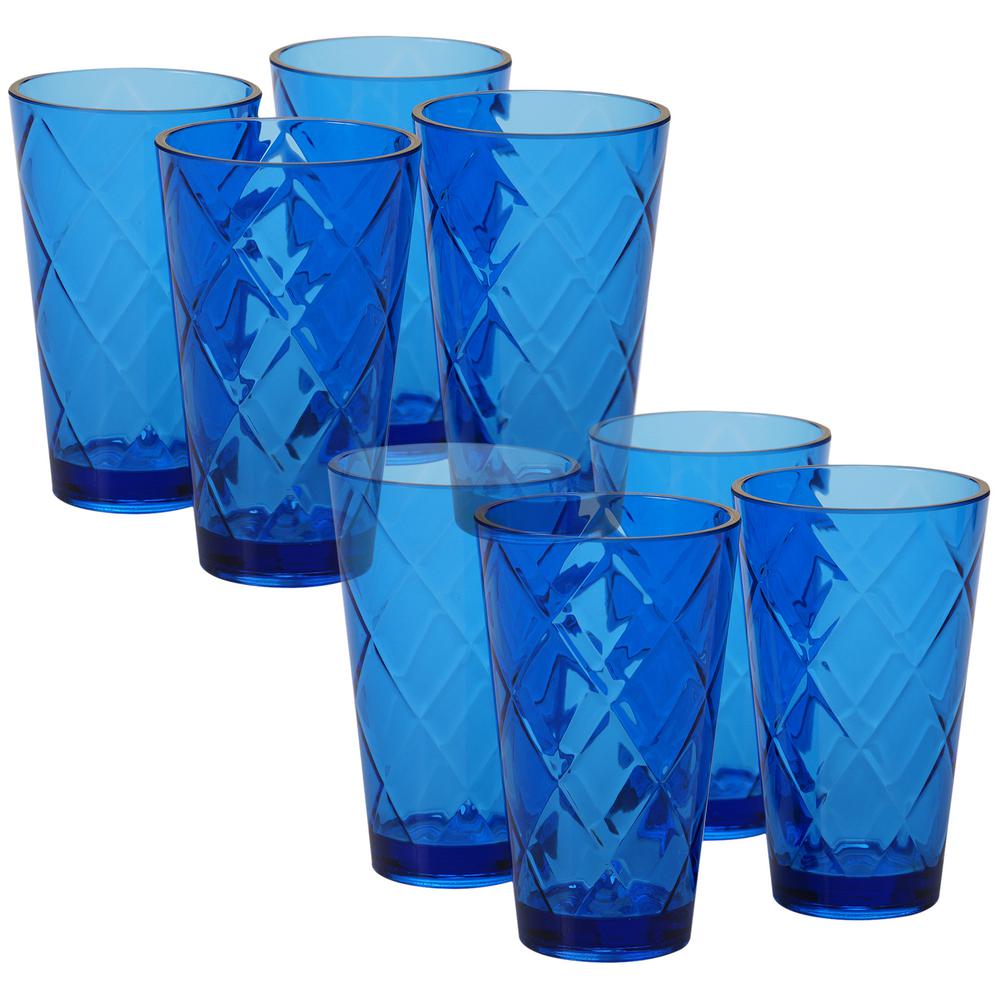 Certified International 20 oz. 8Piece Cobalt Blue Acrylic Ice Tea