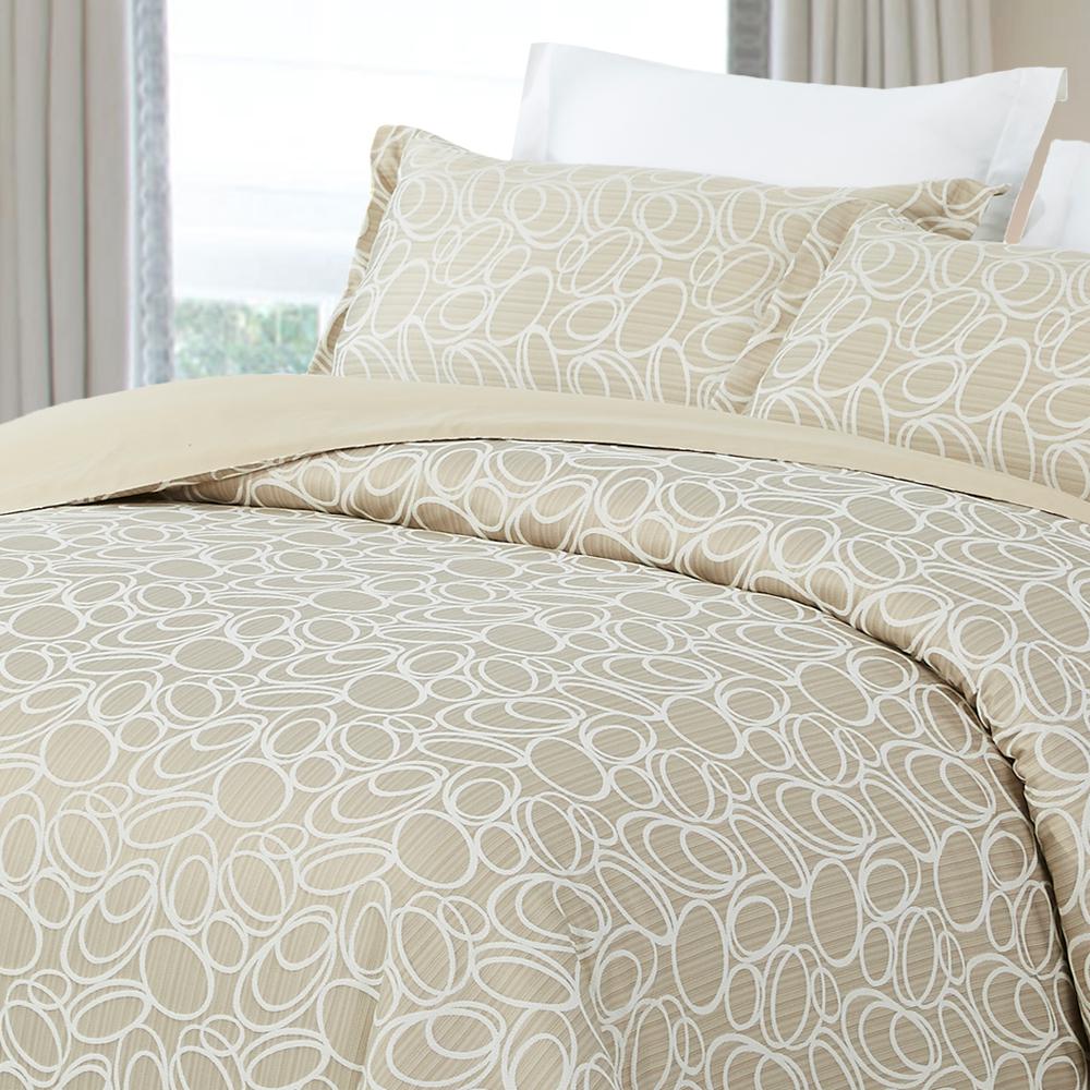 Natural Comfort Luxurious 3 Piece Taupe Circle Queen Duvet Cover
