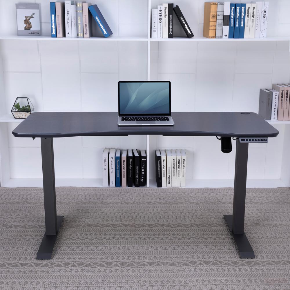 55 in. Rectangular Walnut Standing Desks with Adjustable Height ...