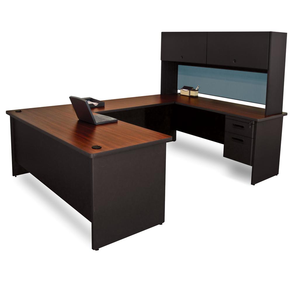 8 Ft 6 In W X D Black And Gany Slate U Shaped Desk With D Black And Gany Slate