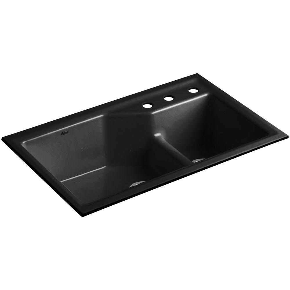 Kohler Indio Smart Divide Undermount Cast Iron 33 In 3 Hole Double Kohler Indio Smart Divide Undermount Cast Iron 33 In 3 Hole Double Bowl Kitchen