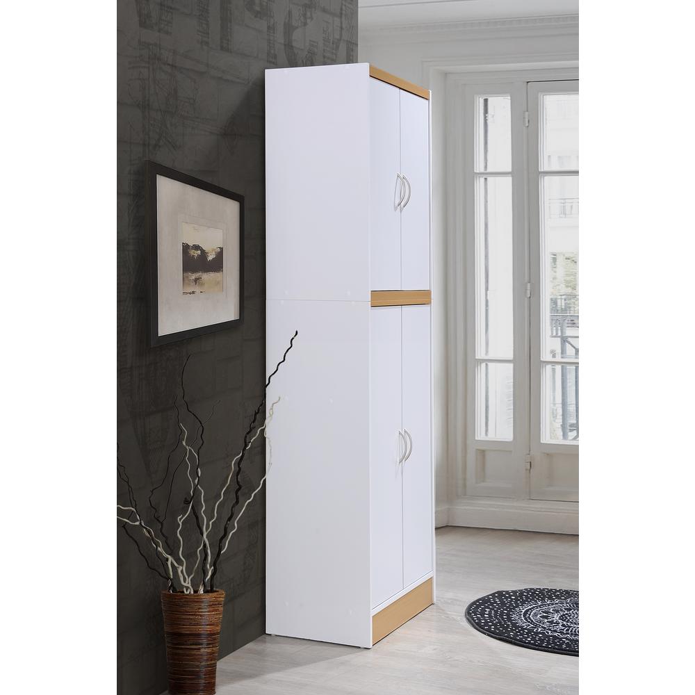 Hodedah 4 Door White Kitchen Pantry Hi224 White The Home Depot