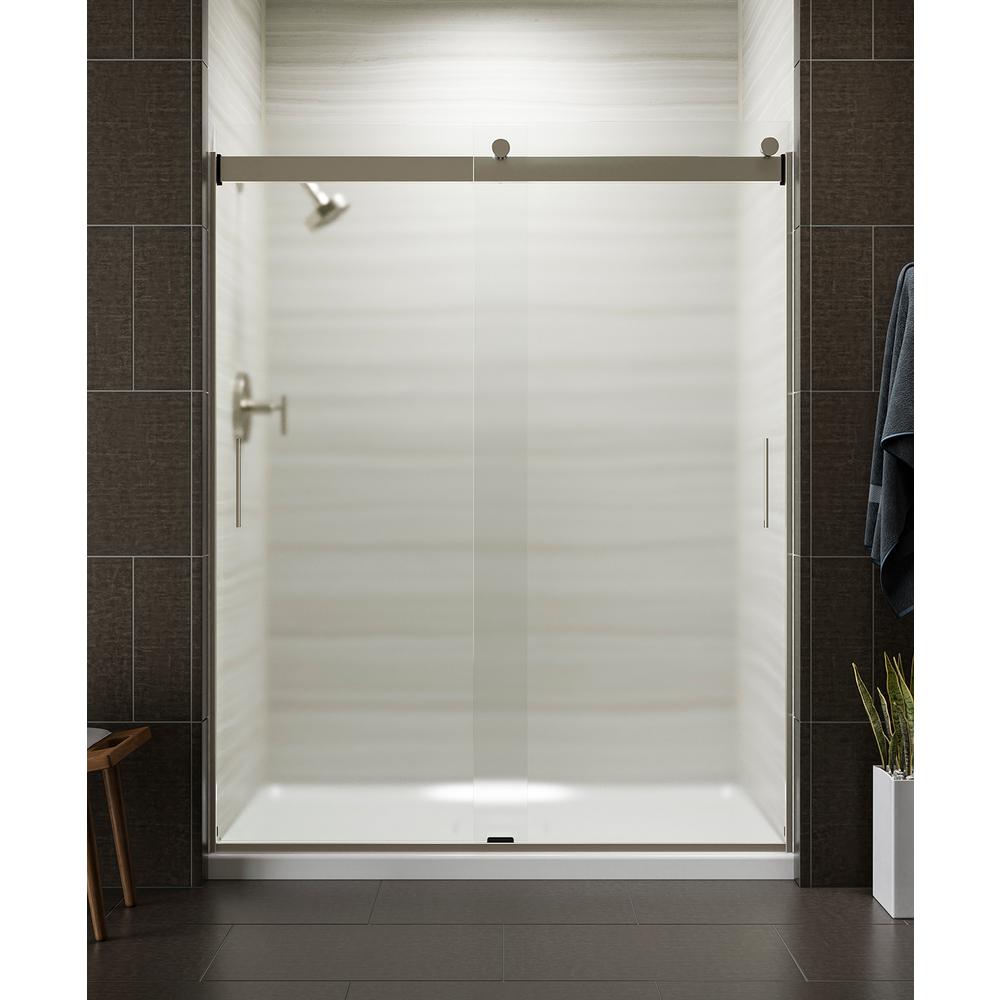 KOHLER Levity 59 in. x 74 in. Semi-Frameless Sliding Shower Door in Nickel with Handle