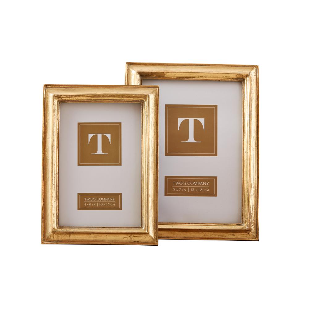 Two's Company Chatelet Gold Leaf Resin Picture Frames Includes 2Sizes