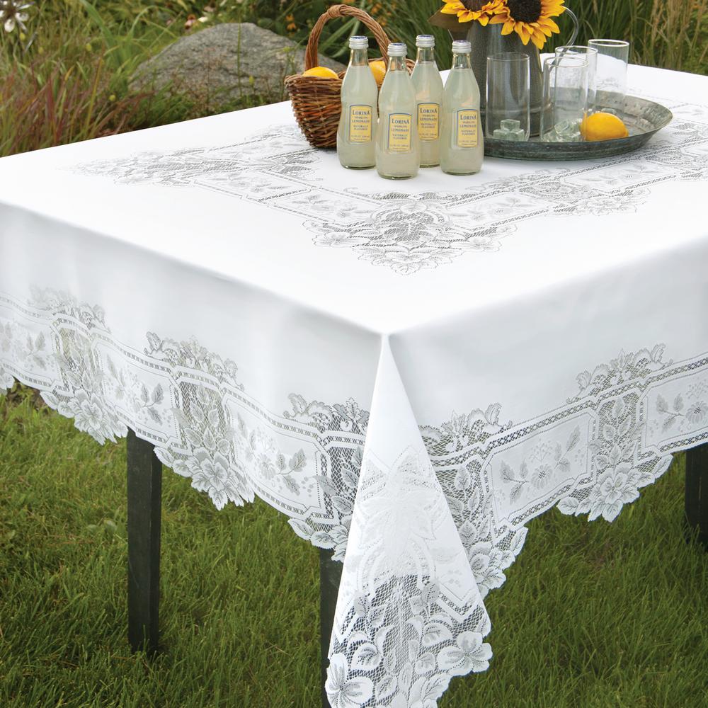 Heritage Lace Filigree Rectangle White Polyester TableclothFI6284W