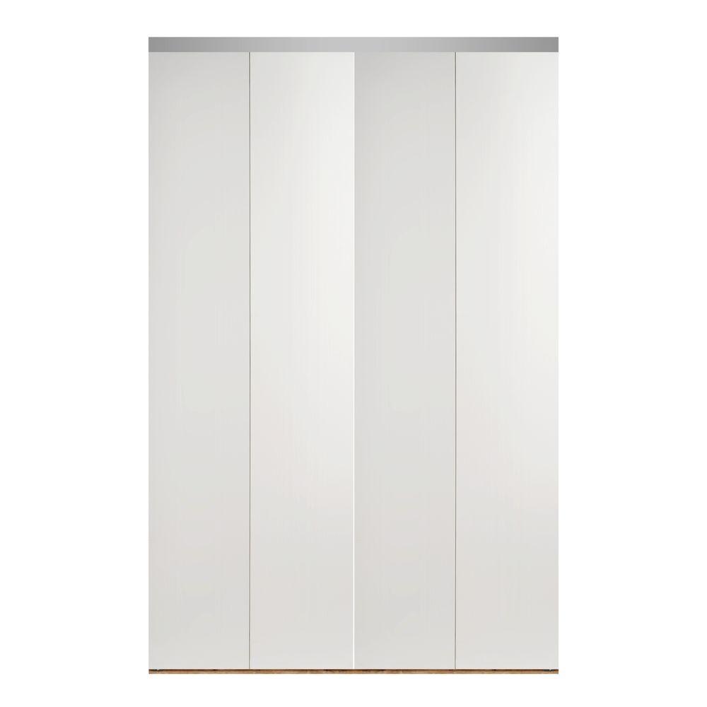 Impact Plus 78 In X 84 In Smooth Flush White Interior Closet Solid Core Mdf Bi Fold Door With Chrome Trim