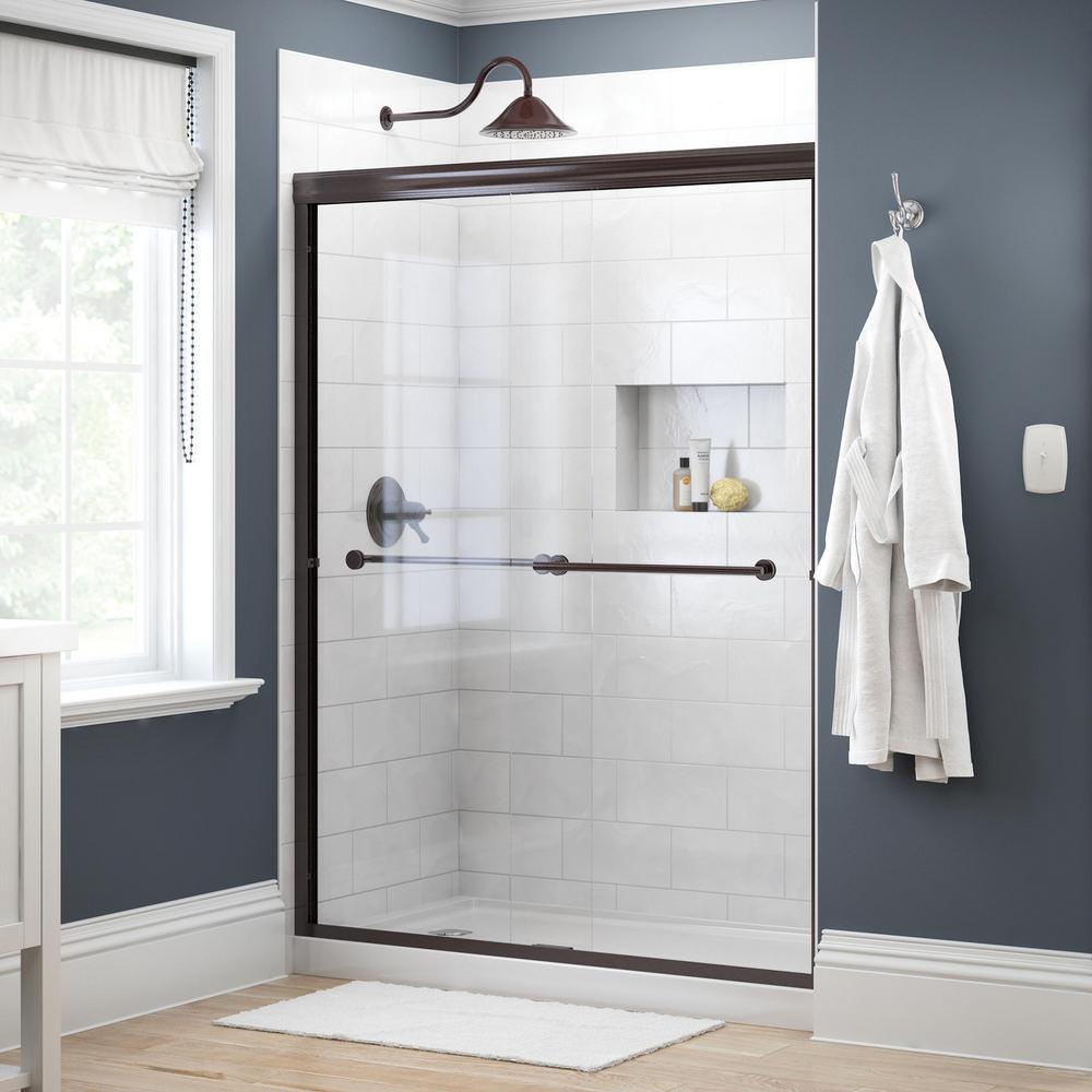Delta Everly 60 in. x 70 in. SemiFrameless Traditional Sliding Shower