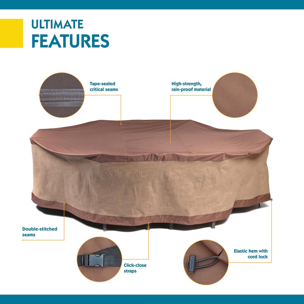 Duck Covers Ultimate 140 In L Rectangle Oval Patio Table And Chair Set Cover Uto14080 The Home Depot