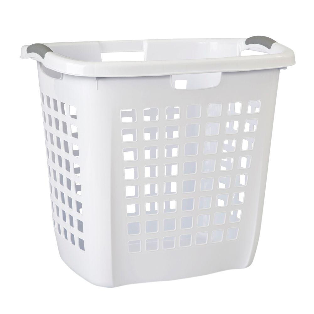 white linen basket with lid