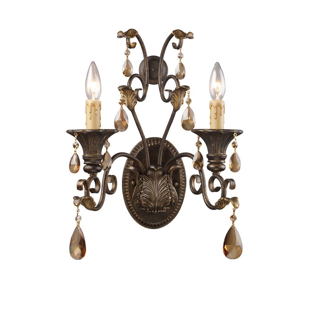 Titan Lighting Rochelle 2-Light Weathered Mahogany Wall-Mount Sconce-TN ...