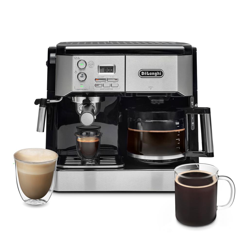 DeLonghi All-In-One 10-Cup Stainless Steel Espresso Machine and Drip ...