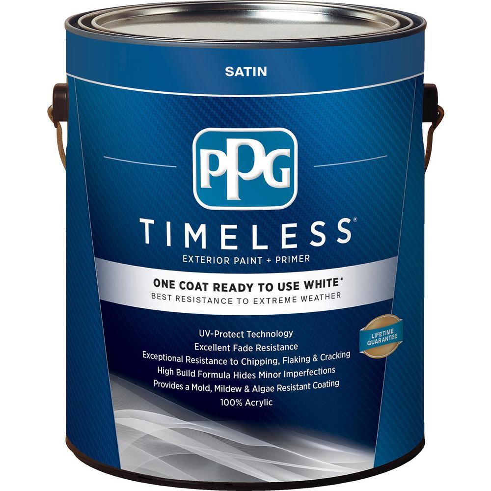 Whites One Coat Coverage Paint Colors The Home Depot White Satin Exterior Ready To Use One Coat Paint With Primer