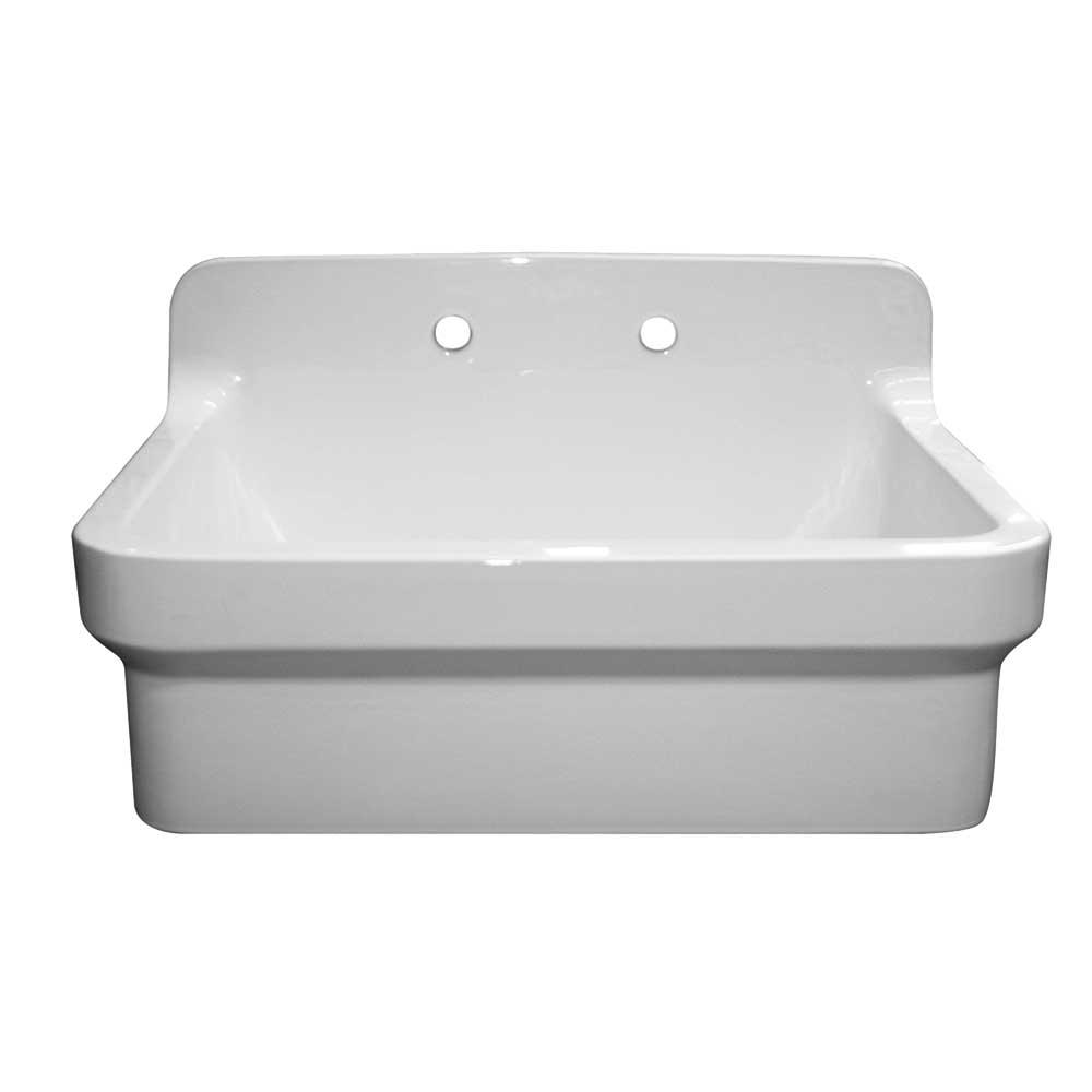 Whitehaus Collection Old Fashioned Country Farmhouse Apron Front Fireclay 30 In 2 Hole Single Bowl Kitchen Sink In White