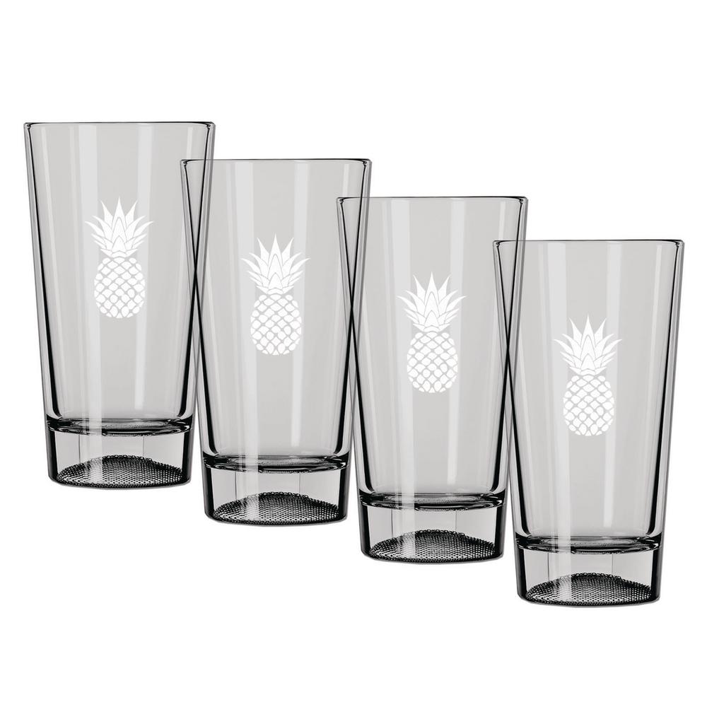Kraftware Kasualware Pineapple 16 oz. Pint Glass (Set of 4)