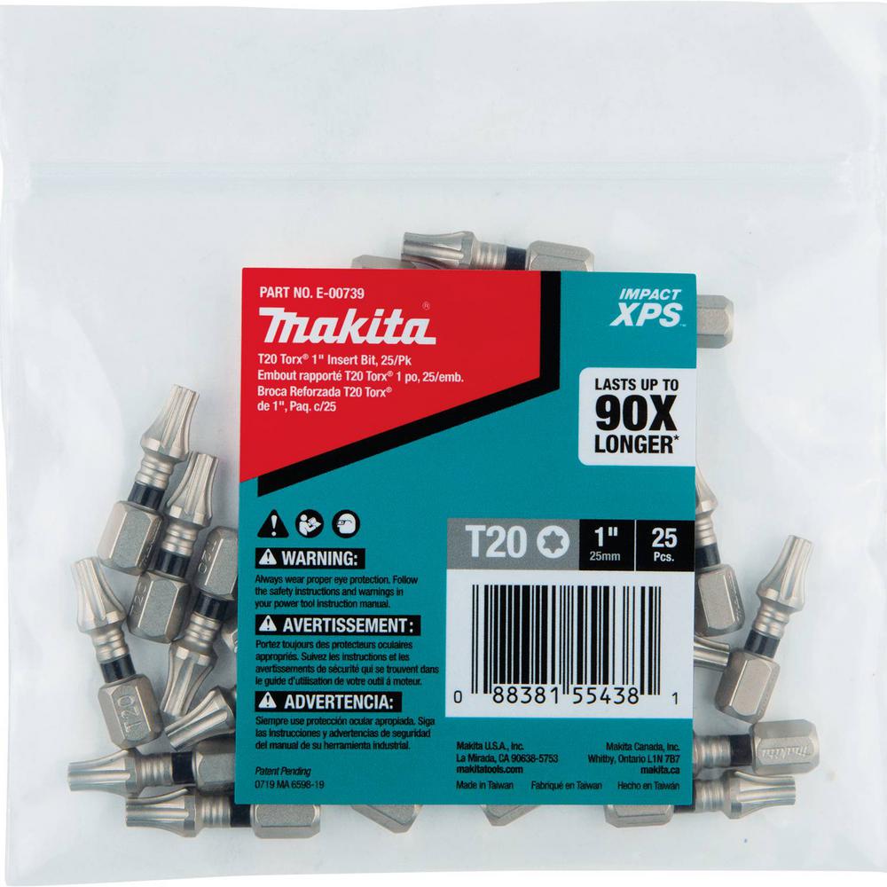 Makita Impact XPS T20 TORX 1 in. Insert Bit Bulk (25Pack)E00739