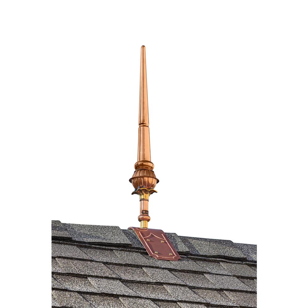Good Directions 24 In Single Ball Smithsonian Pure Copper Finial Single Ball Smithsonian Pure Copper Finial With Decorative Roof Mount