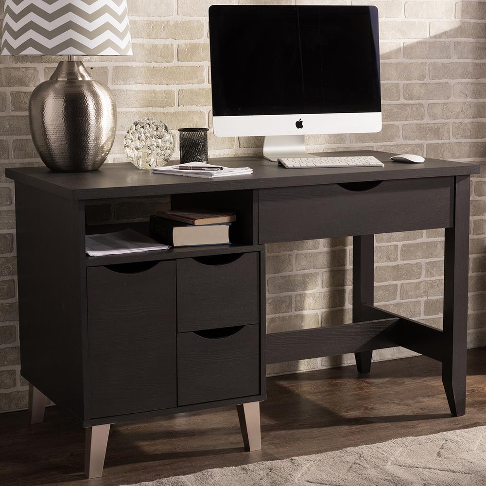 Baxton Studio Mckenzie Contemporary Dark Brown Finished Wood Desk-28862 ...