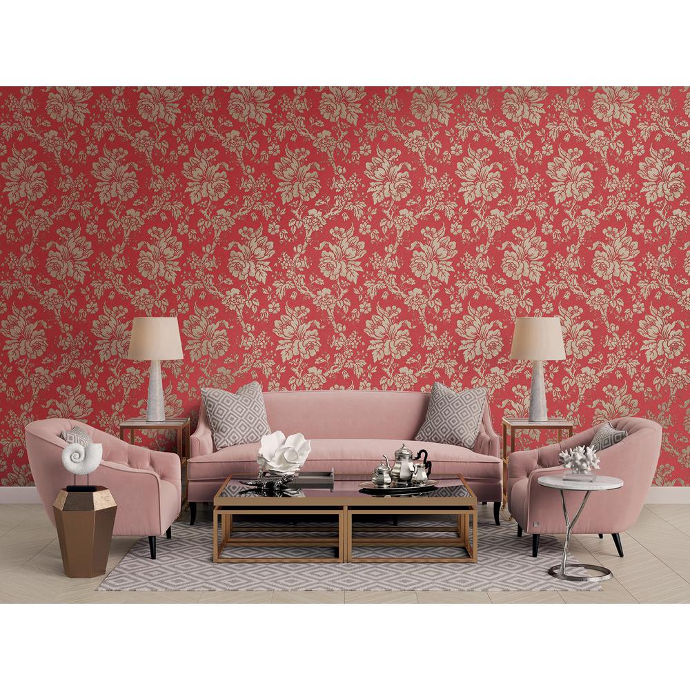 red living room wallpaper