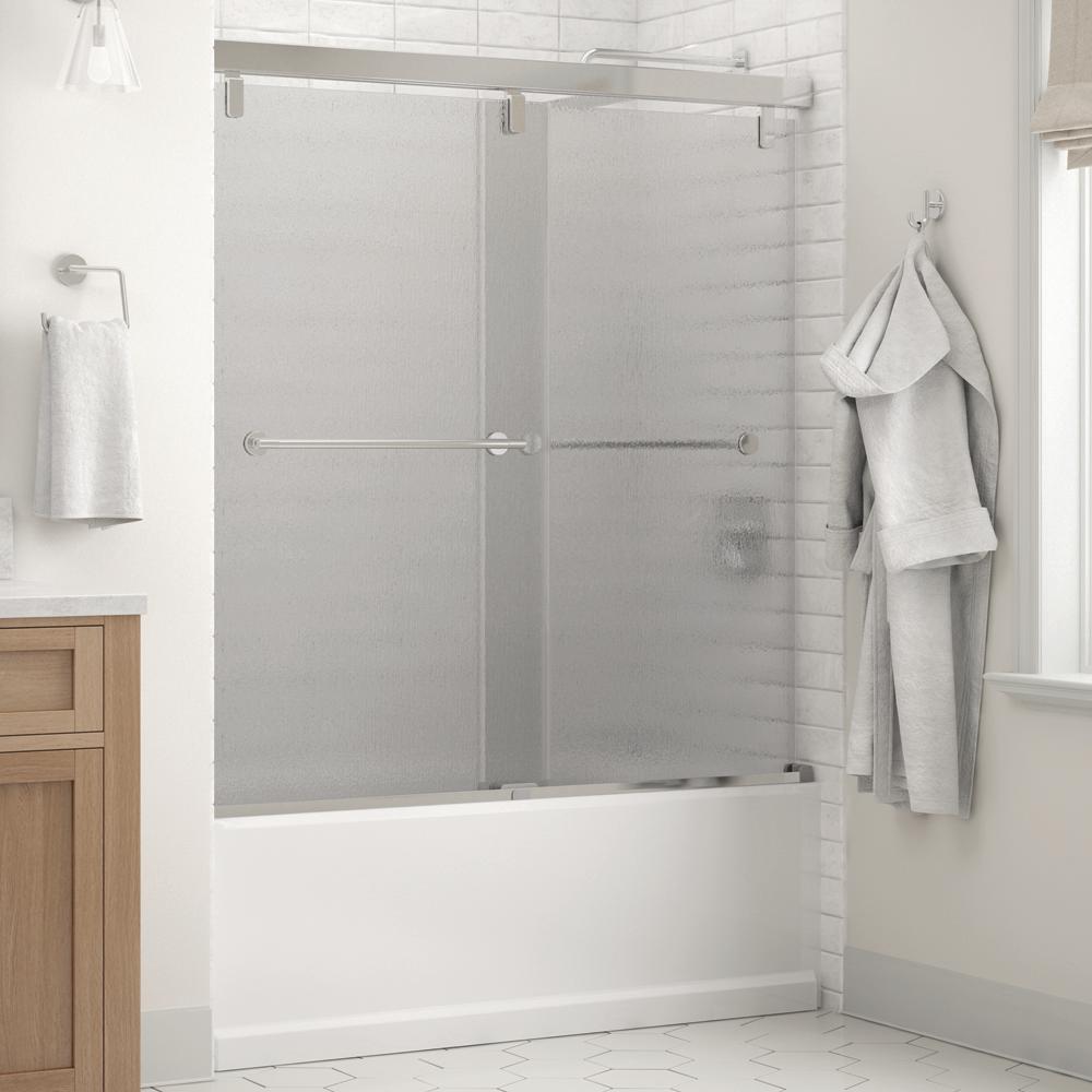 Delta Everly 60 X 59 14 In Frameless Mod Soft Close Sliding Bathtub Door In Chrome With 14 In