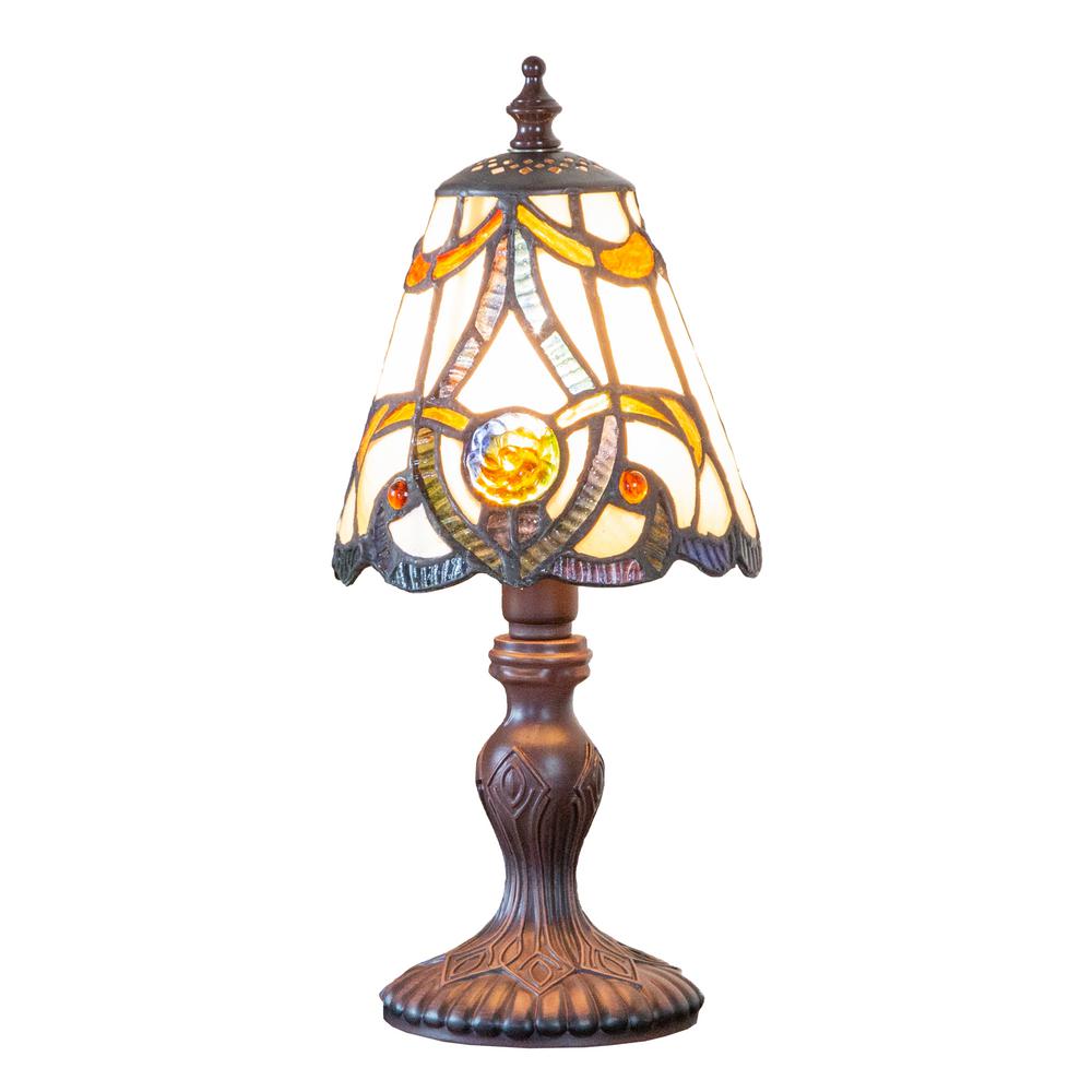 UPC 845202011115 product image for River of Goods 12.25 in. H Amber Table Lamp with Stained Glass Brandi Shade | upcitemdb.com