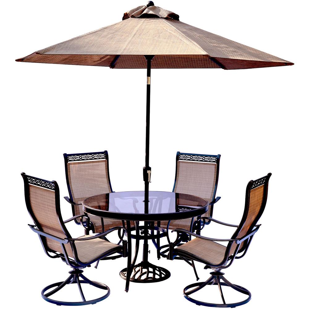 Hanover 5-Piece Aluminum Outdoor Dining Set with Round Glass-Top Table and... by Hanover