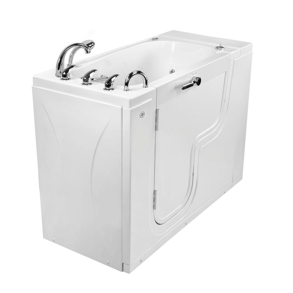 Ella Wheelchair Transfer26 52 in. Walk-In Whirlpool and Air Bath Bathtub in White Heated Seat Digital ControlLH Dual Drain For Sale