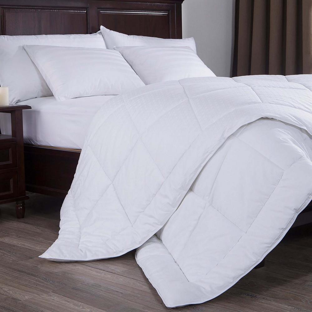 A1 Home Collections A1hc 92 In X 108 Microfiber Down 300 Thread Count Dobby Check Down Alternative Comforter King In White