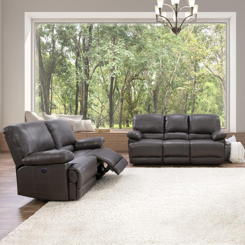 Corliving 2pc Plush Power Reclining Black Bonded Leather