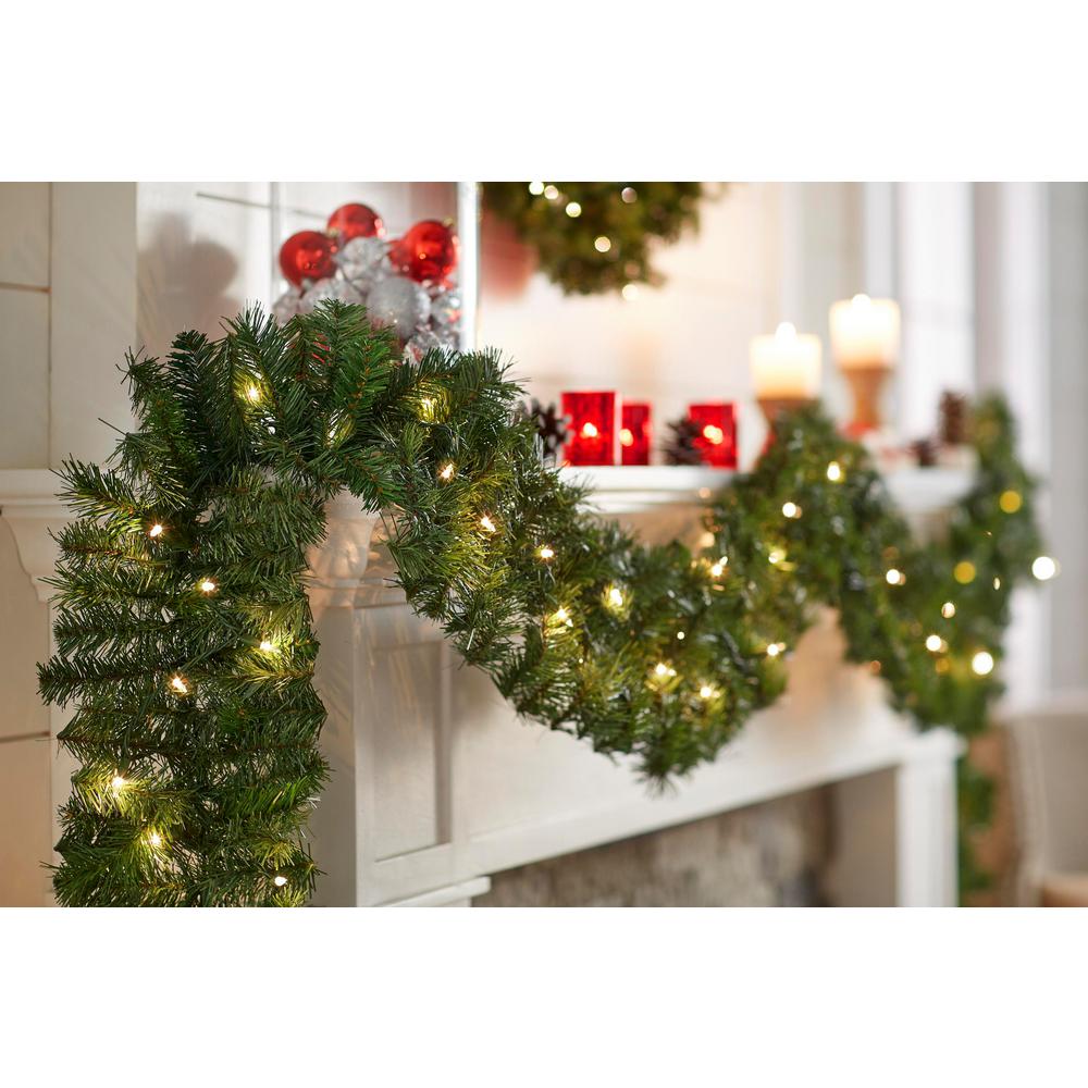 18 Ft Pre Lit Artificial Kingston Christmas Garland With 280 Tips And 70 Clear Lights