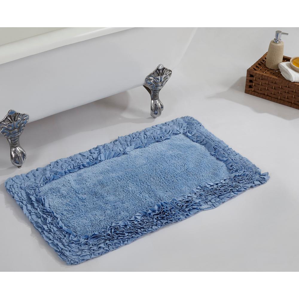 Better Trends Ruffle Blue 17 in. x 24 in. Cotton Bath Rug-SS-BARR1724BL - The Home Depot