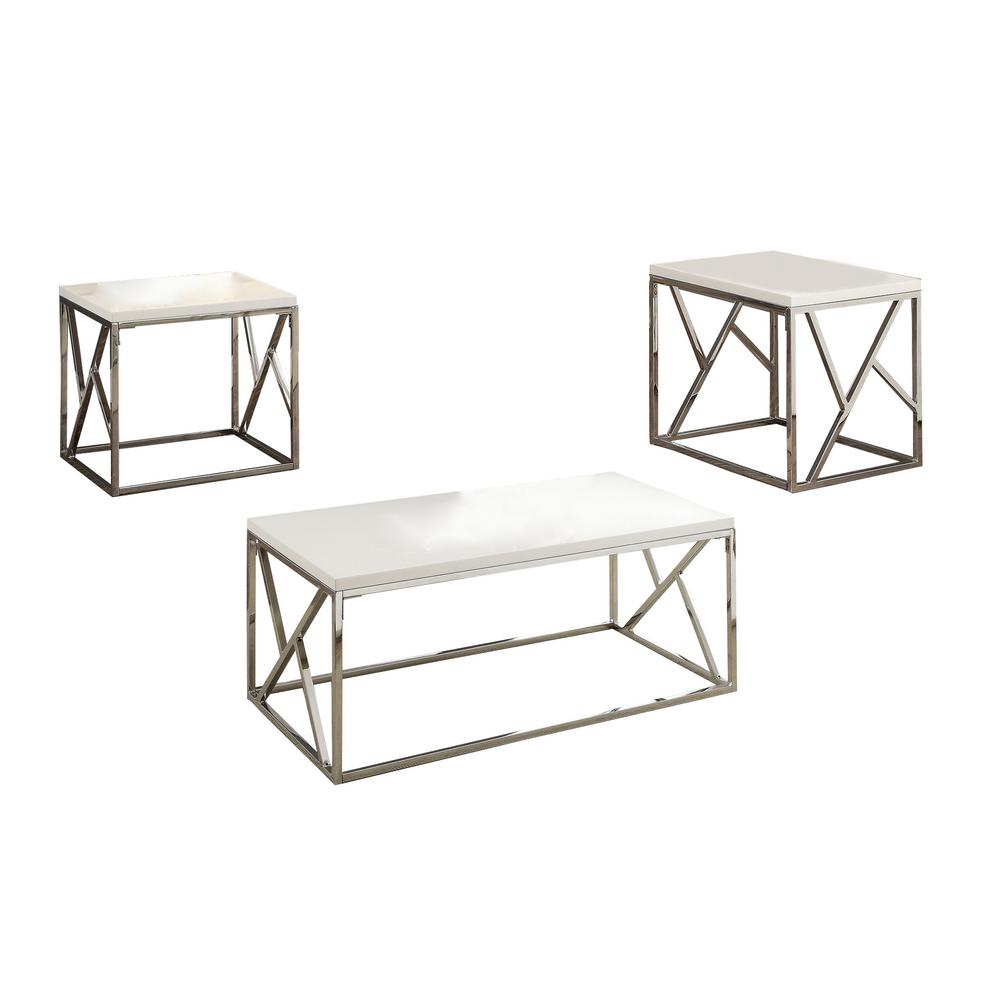 William S Home Furnishing Kuzen White And Chrome Contemporary Style Coffee Table Set 3 Piece Cm4811wh 3pk The Depot - Contemporary Chrome Coffee Tables William S Home Furnishing Kuzen White And Chrome Contemporary Style Coffee Table Set 3 Piece Cm4811wh 3pk The Depot - Contemporary Chrome Coffee Tables