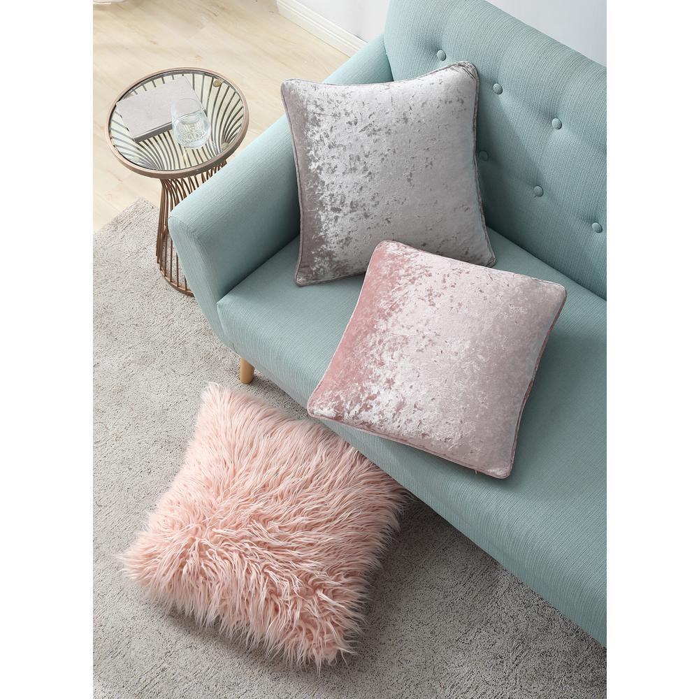 Home 18 in. Estelle Pink Faux Fur Throw Pillow CoverM602382