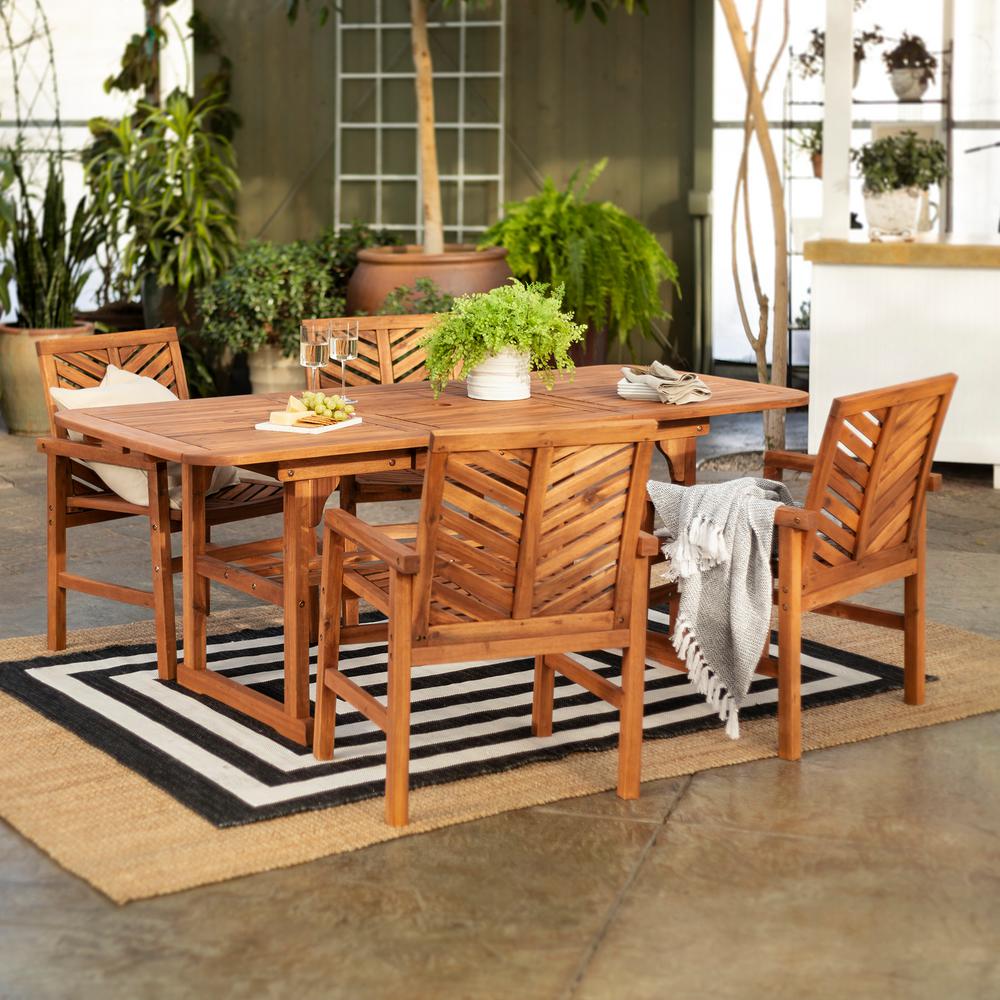 Walker Edison Furniture Company Brown 5 Piece Extendable Wood Outdoor Patio Dining Set Hd8071 The Home Depot - Walker Edison Furniture Company Patio Walker Edison Furniture Company Brown 5 Piece Extendable Wood Outdoor Patio Dining Set Hd8071 The Home Depot - Walker Edison Furniture Company Patio