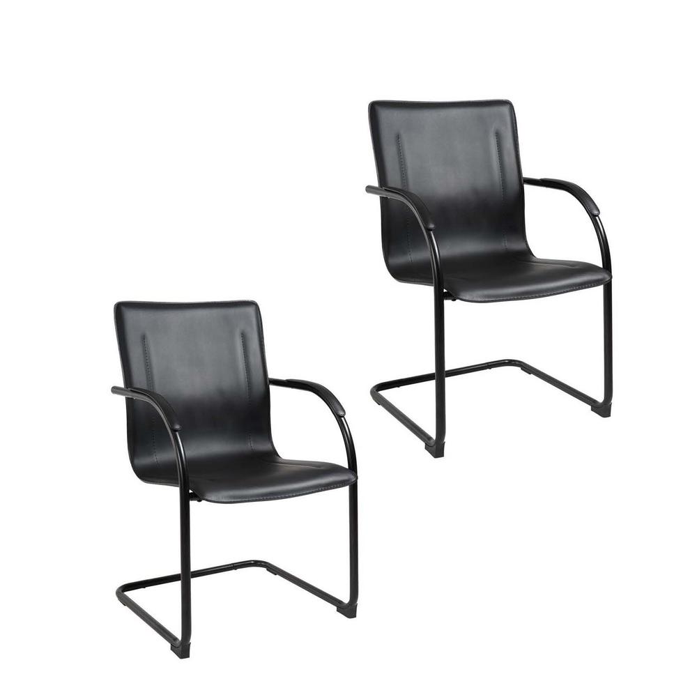 Boss Black Vinyl Wingback Guest Chair-B809-BK - The Home Depot