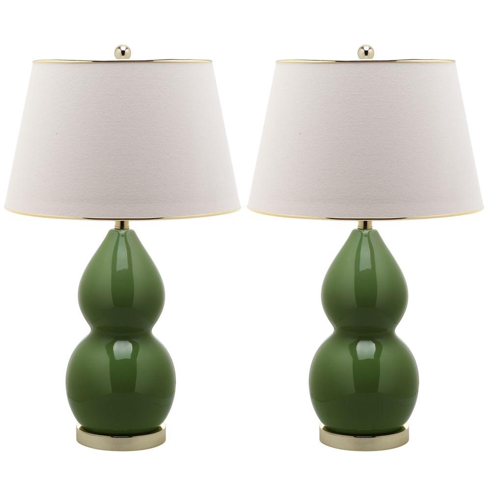 Safavieh Jill 25 5 In Chinese Red Double Gourd Ceramic Lamp Set Of Fern Green Double Gourd Ceramic Lamp Set Of 2