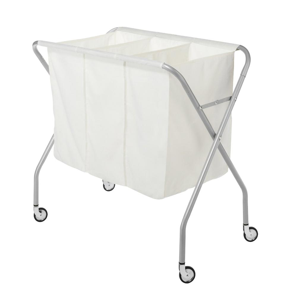 Whitmor White Silver 3 Section Collapsible Deluxe Laundry Sorter